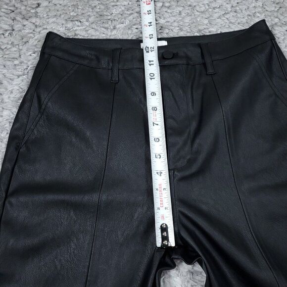 Kancan High Rise Faux Leather Split Straight Pants Size 28 Black Vegan Buckle - Picture 11 of 11